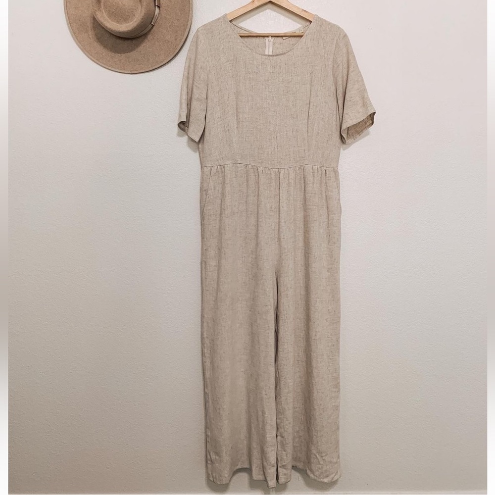 Linen blend Beige Jumpsuit